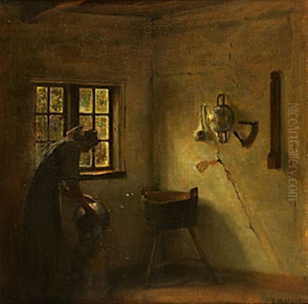 Pigen I Malkevarelset by Carl Vilhelm Holsoe