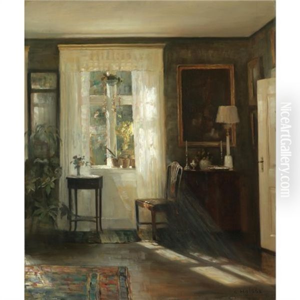 Interior I Solskin Oil Painting by Carl Vilhelm Holsoe