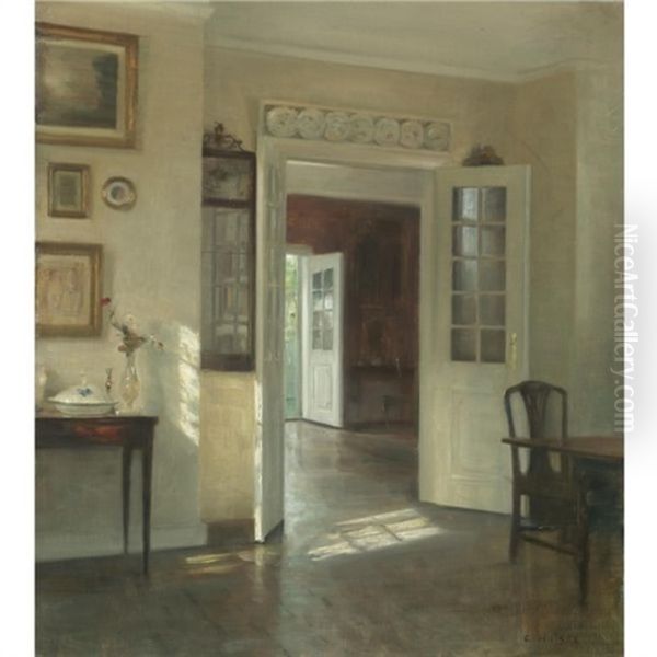 Interior I Solskin Oil Painting by Carl Vilhelm Holsoe