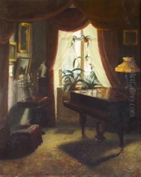 Interior With Piano Oil Painting by Carl Vilhelm Holsoe