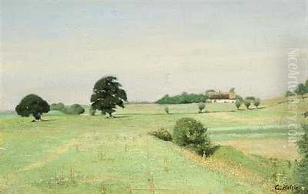 Landskab Nordsjaelland Oil Painting by Carl Vilhelm Holsoe