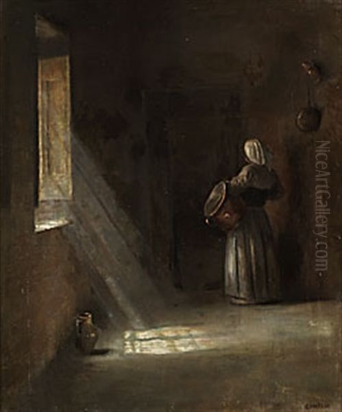 Koksinterior Oil Painting by Carl Vilhelm Holsoe