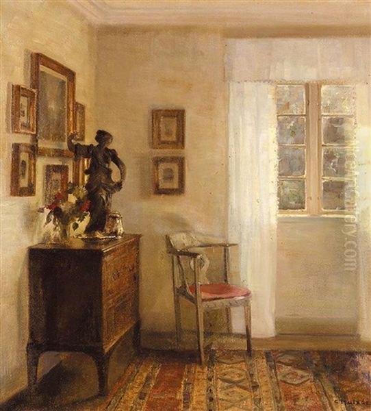 Interieur Med Chatol (interior With A Bureau) Oil Painting by Carl Vilhelm Holsoe