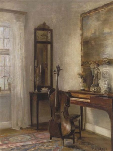 Sollys I Et Hjorne Af Stuen Oil Painting by Carl Vilhelm Holsoe