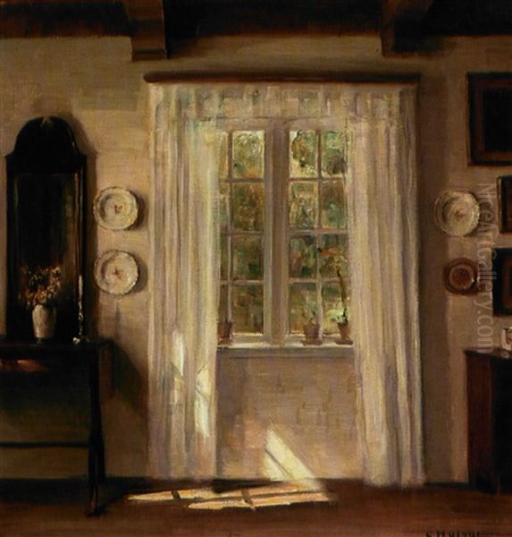 Solskin I Stuen Oil Painting by Carl Vilhelm Holsoe