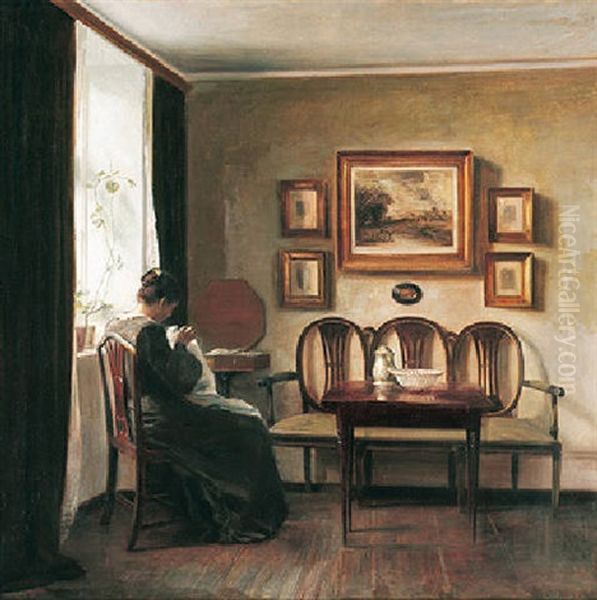 Ved Vinduet Oil Painting by Carl Vilhelm Holsoe