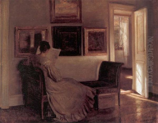 Sollys Gennem Doren Oil Painting by Carl Vilhelm Holsoe