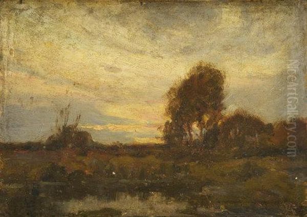 Landscape With Pond Oil Painting by John Noble Barlow