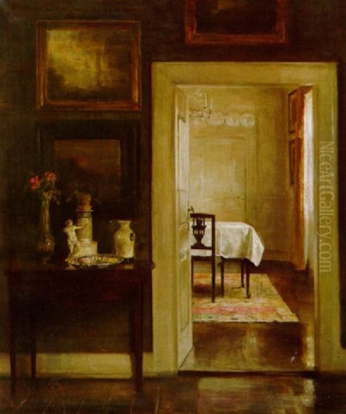 Interieur Oil Painting by Carl Vilhelm Holsoe