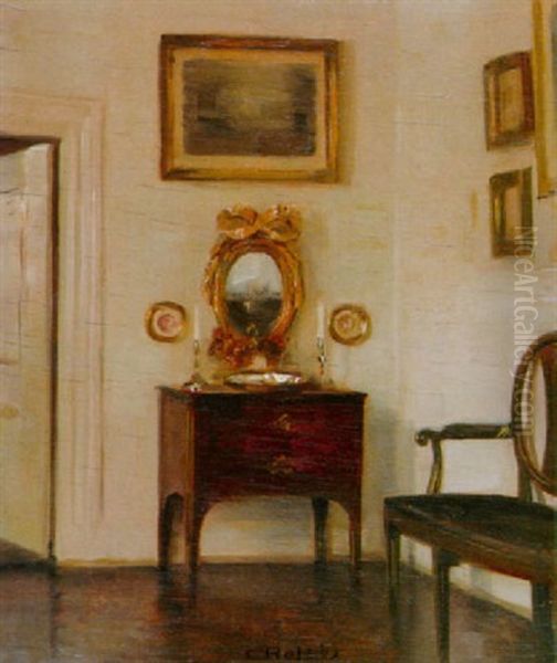 Interieur Oil Painting by Carl Vilhelm Holsoe