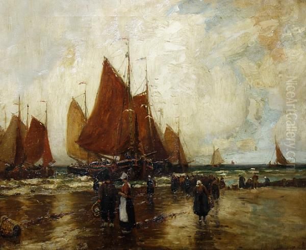 Bringing In The Catch Oil Painting by John Noble Barlow