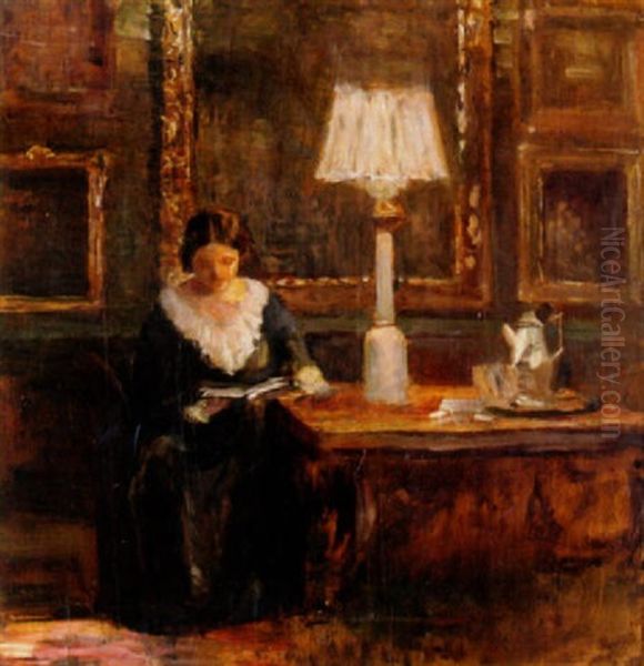 Lasande Kvinna Oil Painting by Carl Vilhelm Holsoe