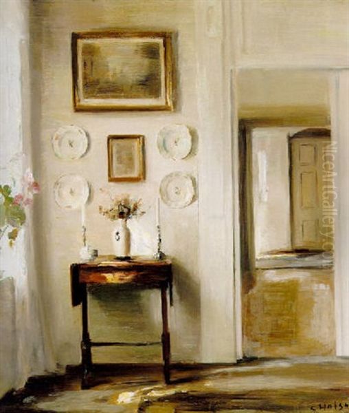 Solskin I Stuen Oil Painting by Carl Vilhelm Holsoe