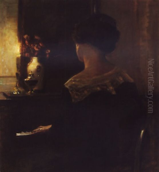 Au Piano Oil Painting by Carl Vilhelm Holsoe