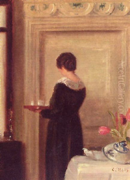 Afternoon Tea Oil Painting by Carl Vilhelm Holsoe