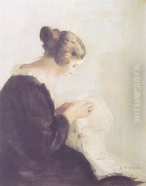 Kvinde Broderi by Carl Vilhelm Holsoe