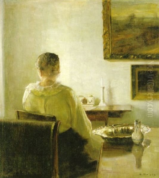 Kvinna I Solljus Oil Painting by Carl Vilhelm Holsoe