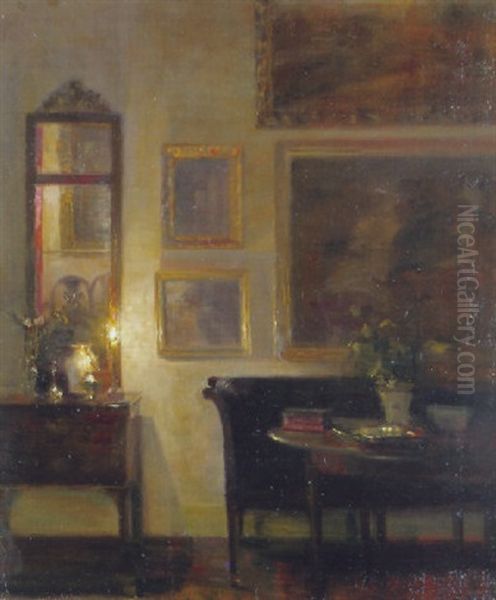 Stueinterior I Stearinlysets Skaer Oil Painting by Carl Vilhelm Holsoe