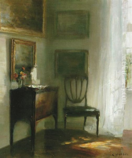 Solbelyst Interior Oil Painting by Carl Vilhelm Holsoe