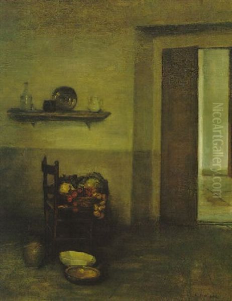 Interior With Still Life Oil Painting by Carl Vilhelm Holsoe