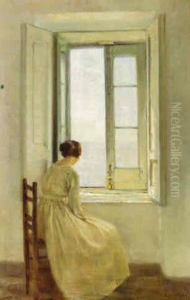 Looking Out To Sea Oil Painting by Carl Vilhelm Holsoe