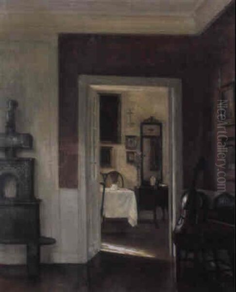 An Interior With A Cello Oil Painting by Carl Vilhelm Holsoe