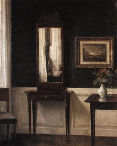 An Interior Oil Painting by Carl Vilhelm Holsoe