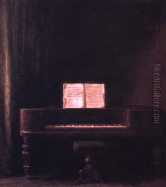 An Interior With A Square Piano Oil Painting by Carl Vilhelm Holsoe