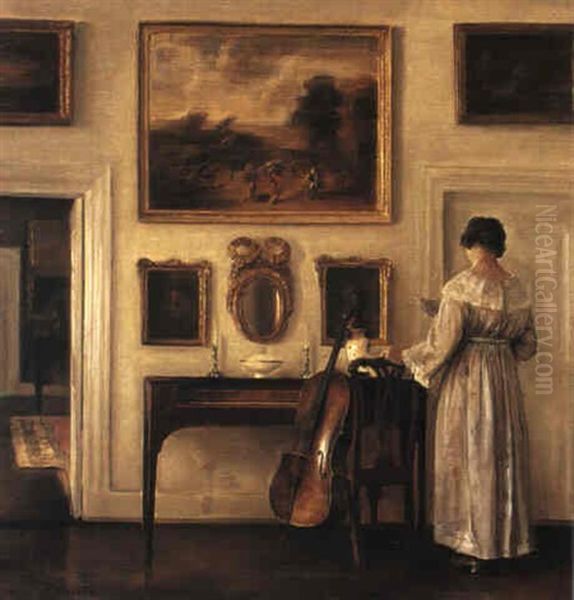 Brevl,sande Kvinna Oil Painting by Carl Vilhelm Holsoe