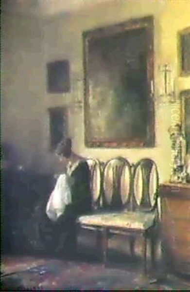 Interior Med Ung Pige, Der Syr Oil Painting by Carl Vilhelm Holsoe