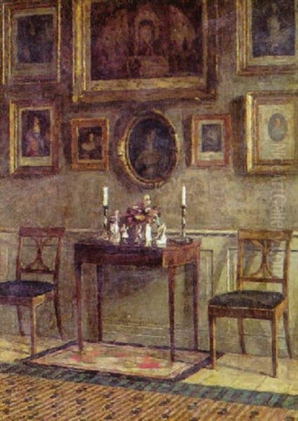 Interior Med Vaeg Med Kobberstik by Niels Holsoe