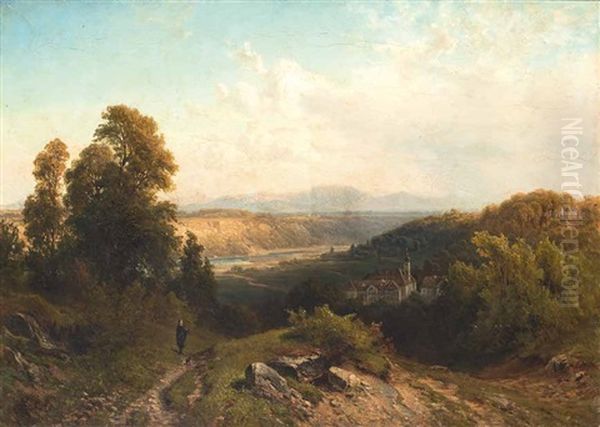 Blick Auf Kloster Schaftlarn Im Isartal Oil Painting by Johan-Gustaf von Holst