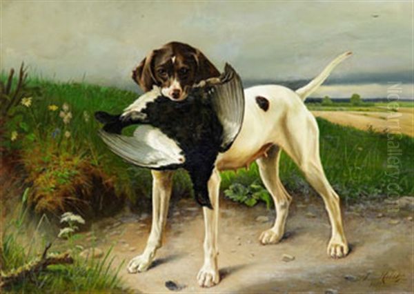 Pointer Med Ortupp Oil Painting by Johan-Gustaf von Holst