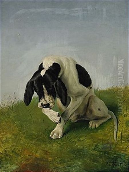 Pointer Oil Painting by Johan-Gustaf von Holst