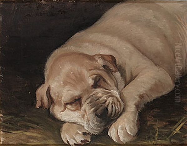 Sovande Hund Oil Painting by Johan-Gustaf von Holst