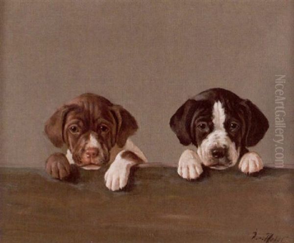 Hundvalpar Oil Painting by Johan-Gustaf von Holst