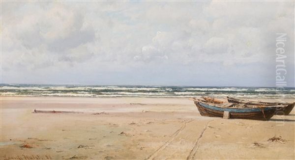 Kustenlandschaft Mit Fischerbooten Oil Painting by Laurits Bernhard Holst