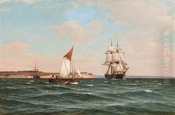 Seascape With Sailing Ships Oil Painting by Laurits Bernhard Holst