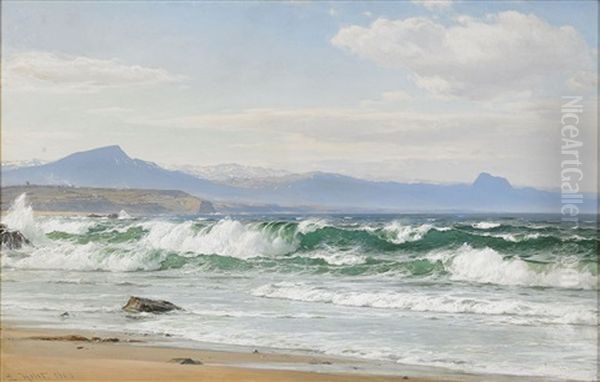 Kustlandskap Oil Painting by Laurits Bernhard Holst