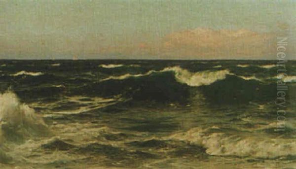 Breaking Waves Oil Painting by Laurits Bernhard Holst