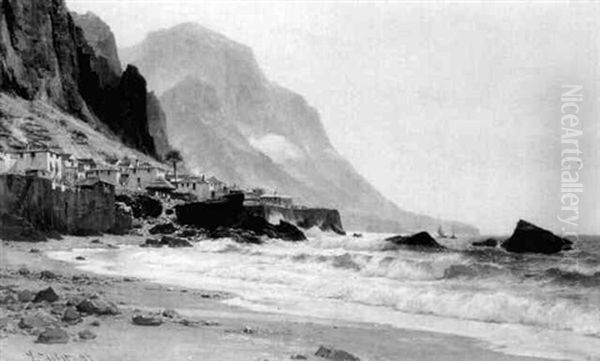 A Coastal View, Madeira Oil Painting by Laurits Bernhard Holst