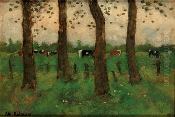 Cows In A Field Oil Painting by Richard Nicolau Roland Holst