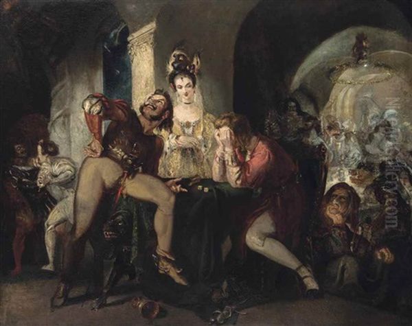 The Dice: Mephistopheles Plays For Faust's Soul Oil Painting by Theodore Mattias von Holst