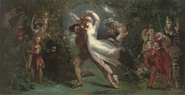 Dance Macabre, A Scene Inspired By Goethe's Faust Oil Painting by Theodore Mattias von Holst