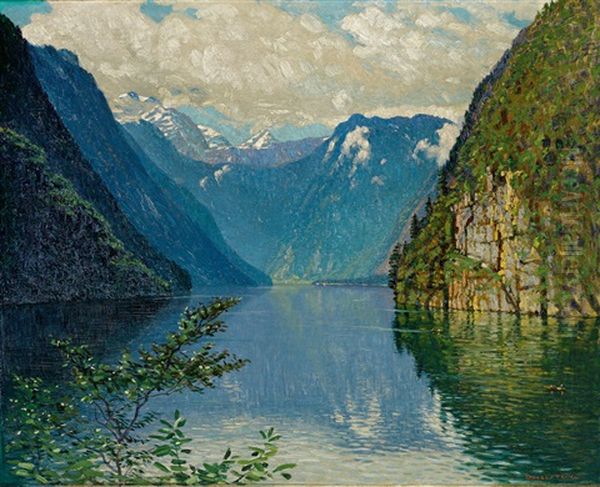 Blick Auf Den Konigssee An Einem Prachtvollen Sommertag Oil Painting by Gustav Holstein