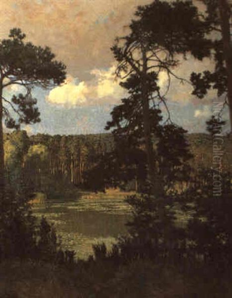 Waldsee Mit Seerosen Oil Painting by Gustav Holstein