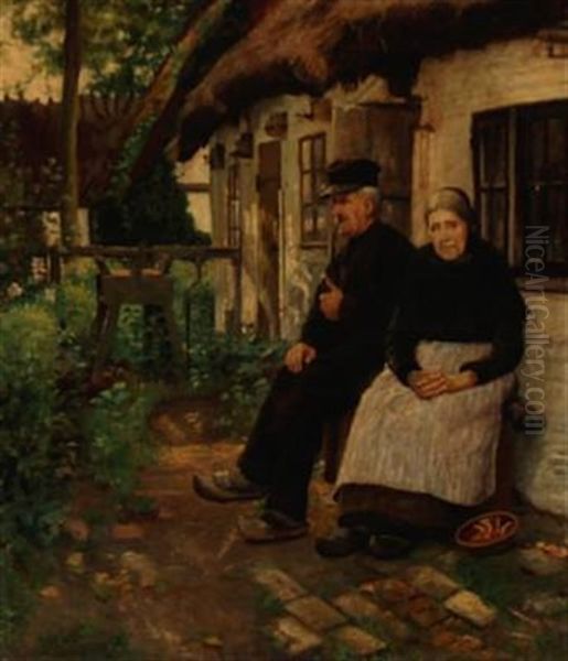 An Old Married Couple At A Country House Oil Painting by Sophie Holten