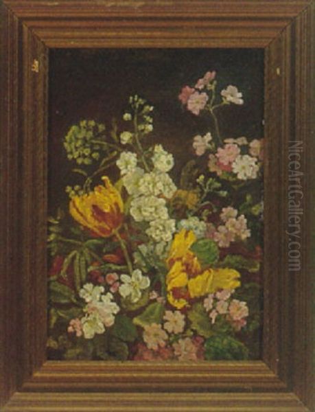 Brogede Blomster Oil Painting by Suzette Holten