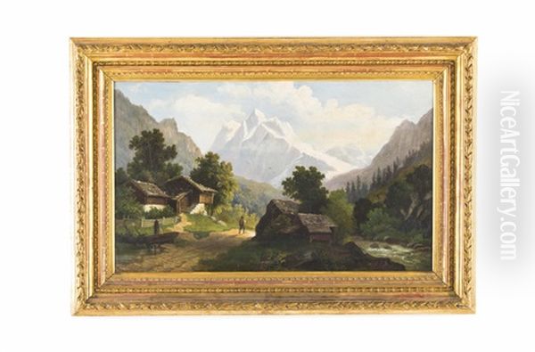 Wanderer In Alpiner Landschaft Oil Painting by Georg Holub