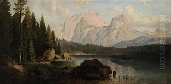 Partie In Den Alpen (gosausee?) Oil Painting by Georg Holub